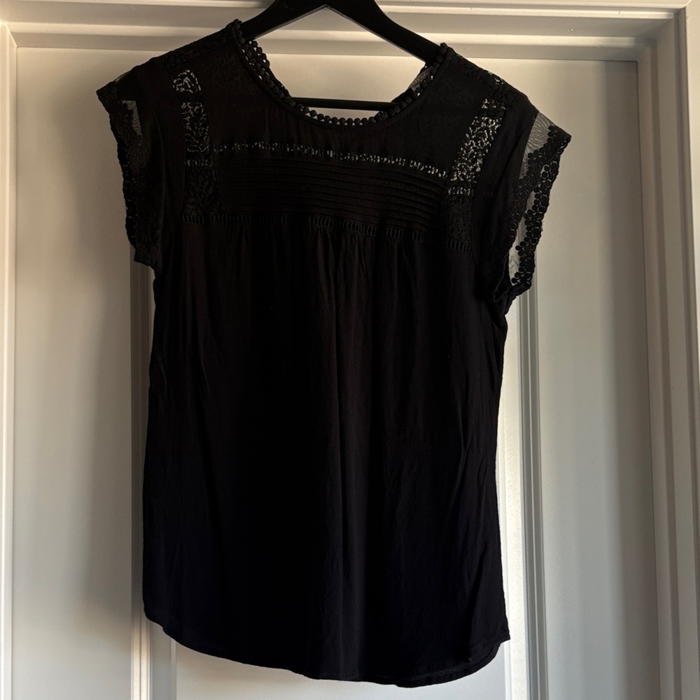 Daniel Rainn Black Lace Detail Blouse